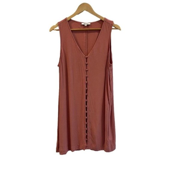 Madewell Dresses & Skirts - MADEWELL Dress Womens Large Sleeveless Button Vicose V Neck Mauve Rose
